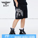 BOY LONDON春夏男女同款休闲裤烫金老鹰翅膀印花短裤N14984 金色 XS