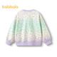 Balabala Kinderkleidung Girls Sweatshirt Herbst Kleidung Große Kinder langärmelte obere runde Kragen grün lila Ton 130 cm