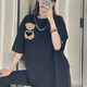 MWM Kimura Ihong OOXOO.NET Chaohui Spanish trendy brand bear necklace simple short-sleeved T-shirt top black S(165-175)
