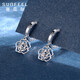Safir birthday gift platinum earrings for women, PT950 platinum hollow rose earrings, one pair, about 2.3 grams