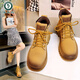 Specht Martin Boots Frauen 2025 neue Bumblebee Kurzstiefel Frauen Frühling und Herbst Single Stiefel Echtes Leder Dicke Sohle große gelbe Stiefel Großgröße 42 gelbe Single Little 36