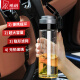 希诺（HEENOOR）单层玻璃杯男女车载便携大容量水杯家用办公泡茶学生提环杯子 XN-9076英文LOGO 695ml