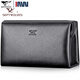 Sieben Wölfe Herrenhandtasche Herrener echter Lederbeutel Business Handtasche Cowhide Clutch Herrenbeutel große Kapazität Passwort Lock Passwort Schwarz große Größe L L.