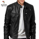 Woodpecker (TUCANO) 2026 Men's Leather Jacket Men's Teen Stand Collar Punk Men's Motorcycle Leather Jacket Plus Brown M