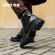 Zero Zero Martin Boots Winter New Black Lace-up Fleece Warm Leather Business Men's Boots Thick Sole Outdoor Boots Men Black [Wear-resistant Rubber Outsole] 42