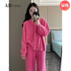Advsus officiel nouveau pyjamas pour les femmes en automne et en flanelle d'hiver plus en velours épaissis de la combinaison du tempérament corail velours vêtements 6623 m