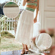 Olrain high waist cake skirt skirt spring summer autumn women's lace skirt mid-length skirt off white L