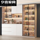 2025 NOUVELLE armoire de rangement en bois massif salon et cuisine armoire à vin assemblé armoire de rangement de salle à manger style intégré 12240 * 220 Verre trempée