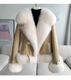 
Pier Cardin temperament fur coat for women, versatile slim down cotton jacket, large fur collar imitation fur top 2025 winter beige M, recommended 90-115Jin [Jin equals 0.5 kg]