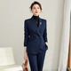 ROMON high-end professional suit, thickened formal suit, winter professional suit, fashionable commuting suit for women, navy blue suit jacket + trousers XL
