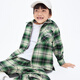 Little MO&Co. Children's clothing spring new style boys' pure cotton plaid long-sleeved shirt zipper jacket green and white plaid 120 120/60