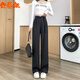 Anyi Nu Xia thin high-end draped wide-leg pants for women's trousers Chinese style new Chinese narrow version straight button casual pants 9216 blue and gray 3XL