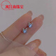 Fat Donglai same style aquamarine earrings starry sky series mini blue zircon female niche blue bow earrings silver needle