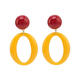 Delijia children's retro Hong Kong style exaggerated temperament girl personality contrasting color geometric earrings earrings mosquito coil ear clips without ear piercing [1049] contrasting color elliptical ear needle