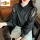 
First-diameter embroidered cotton shirt for women 2025 autumn new fashion embroidered white shirt loose versatile long-sleeved top CY9227 Black S [Suggested 75-95Jin [Jin equals 0.5 kg]]