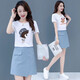 Fini Dongjue small dress suit for women in summer 2025 new T-shirt two-piece short skirt for female students a-line skirt. Han 6199# white top + yellow skirt [Set S