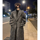 NEW OR MODE Heavy Korean style long woolen coat men's autumn and winter trendy brand loose coat vibe high street casual couple windbreaker dark gray XL