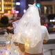 Bai Qixin's luminous veil, the bride's marriage proposal, Internet celebrity's super fairy double-layer tassel bow headdress, photo props, double-layer luminous veil, warm lamp + pearls