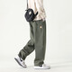 Dingfengbaoluo casual trousers pure cotton loose straight pants autumn wide-leg workwear pants men HM9901 military green XL
