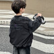 G.DUCKKIDS男童春秋款工装外套2025新款儿童痞帅运动连帽衫男孩时髦春季穿搭 HY2575款牛仔毛边拼接外套黑色 120 尺码5~6岁 【110-120cm】