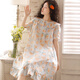 Yalu Summer Women's Pure Cotton Double-Layer Makegown Nightgown Nightgown Японская сладкая и симпатичная пулочка с короткими рукавами средней длины новая домашняя пижама 3893 синяя вышивка M: (предлагается 98-110JIN [Jin равняется 0,5 кг])