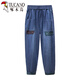 Specht Frauen Sommer dünne Tennisjeans für Frauen mit hochtütiger elastischer schlanker Eisseizen-Neun-Punkte-Haremhose Denim Blue L Vorschlag-120jin [Jin entspricht 0,5 kg]