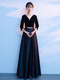 Yingwen Choir Performance Clothing Female Long Skirt Host Annual Meeting Costume Banquet High-End Atmosphere Conductor Evening Dress Black L Recommended 100-110 Jin Jin equals 0.5 kg