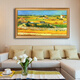 Flagal del emperador Van Gogh La cosecha de campo de trigo pintada al óleo pintada al óleo de estilo europeo Decoración de restaurantes Sala de estar Sofá Fondo de pared Pintura de pared Pintura colgante 692 Marco de oro 180x90
