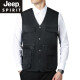 Jeep (JEEP) spring, autumn and summer men's vests for young and middle-aged people with multiple pockets for fishing, thin outdoor covers, casual vests, vests, men's models, military green, recommended 145-170 Jin [Jin equals 0.5 kg]