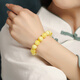 DL 1998 Fat Donglai same style chicken fat yellow beeswax bracelet new white flower honey bracelet men and women amber old Buddha beads round beads with white flower honey single circle bracelet 12mm*16 pieces