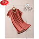 LangSha 2025 new nightgown women pajamas summer thin cool short-sleeved sexy mid-skirt ice real silk home clothes thin white oak 9923 L 165