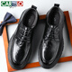 CARTELO Britische Herren-Lederschuhe, atmungsaktive Business-formelle Schuhe, Handkratzmuster, niedrig geschnittene Lederschuhe mit dicken Sohlen für Herren, 9905, Schwarz, 41