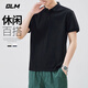 GLM短袖t恤男透气夏季翻领polo衫速干T恤冰丝感休闲运动上衣黑色2XL