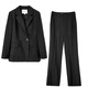 Shandubila Professional Commuting Suit Women's Spring and Autumn Formal Suit Jacket Pants Interview Two-piece Set Black M
