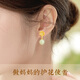 Zhen Shang Silver Chinese Gold Hotan Jade Silver Earrings Women's Earrings Birthday Gifts for Girlfriends Wife Mom S925