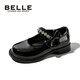 百丽童鞋女童黑皮鞋演出鞋春秋儿童学生鞋乐福鞋中大童单鞋 黑色28