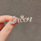QUAMER gold store style letter brooch queen temperament suit corsage zirconia cardigan pin anti-LY728 brooch - letter queen silver