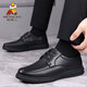 Vogelscheuche Lederschuhe für Herrengeschäft Casual Schuhe echte Lederzehenschicht Kuhläire Frühling Neuem Stil Atmungsaktives nicht rutschfestes Kleidung-resistenter weicher Lederschuhe GX6627 Black 40