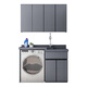 XMSJ Custom Stone Space Aluminium Balkon Waschmaschine integrierter Schrank Kombination Waschbecken mit Waschbrett Waschbecken integrierter Anpassung Store Grey Basin Phantom Gray 13063 Linkes Becken