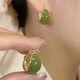 High-end earrings, fashionable retro green dripping glaze earrings, niche design, versatile earrings, Hong Kong style silver needle earrings, versatile earrings, direct supply from the manufacturer, limited time limit