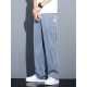 Lomon summer thin ice silk casual pants for men loose straight-leg tensile denim wide-leg pants for men trendy brand trousers for men 1048 gray + 1048 black M