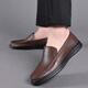 YRC Yierkang Leather Shoes Men's 2025 Summer New Hollow Breathable Casual Shoes Men's Soft Sole Anti-Slip Bean Shoes 9925 Black Hollow 40
