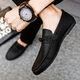 She Mengduo men's beans shoes Korean versatile business casual leather shoes breathable non-slip men's shoes 2022 summer one-foot single shoes d826 black 39