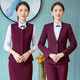 Iyasha hotel front desk reception work clothes for women high-end temperament professional suit suit Chinese catering waiter work clothes blue suit + shirt + pants XL recommended 110-120 Jin Jin equals 0.5 kg