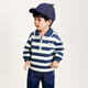 Mini Bara boys and girls long-sleeved sweatshirt autumn baby lapel polo collar pullover [college style] white and blue tone 00318 110