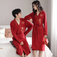 Langsha (Langsha) Rote Hochzeit Paar Nachthemd ein Mann und eine Frau reines Baumwollfestes Hochzeits Pyjama Bademantel Hauskleidung High-End-Geschenkbox 9928 [Geschenkbox] weiblich L+ männlich L.