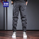 Romon casual pants men's trendy summer loose trousers pants solid color work pants 2025 versatile men's men's clothing dark gray L (141-155Jin[Jin equals 0.5 kg])