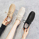 Zhr Chaussures célibataires pour femmes British Style MODERNE Square Toe High Heels Polydoule Mid-Heel épais talons hauts Chaussures en cuir profonde à lacets pour femmes Y557 Black 38