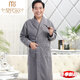 Modal mezzanine autumn and winter men's nightgown for middle-aged and elderly pure cotton thickened long winter large size warm middle-aged dad's pajamas A1049-Three-layer thickened cotton nightgown-no pills inside and outside 3XL (190) -