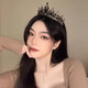Feng Qixin crown tiara female 18-year-old black crown hair accessories high-end princess bride proposal wedding accessories birthday gift black crown tiara